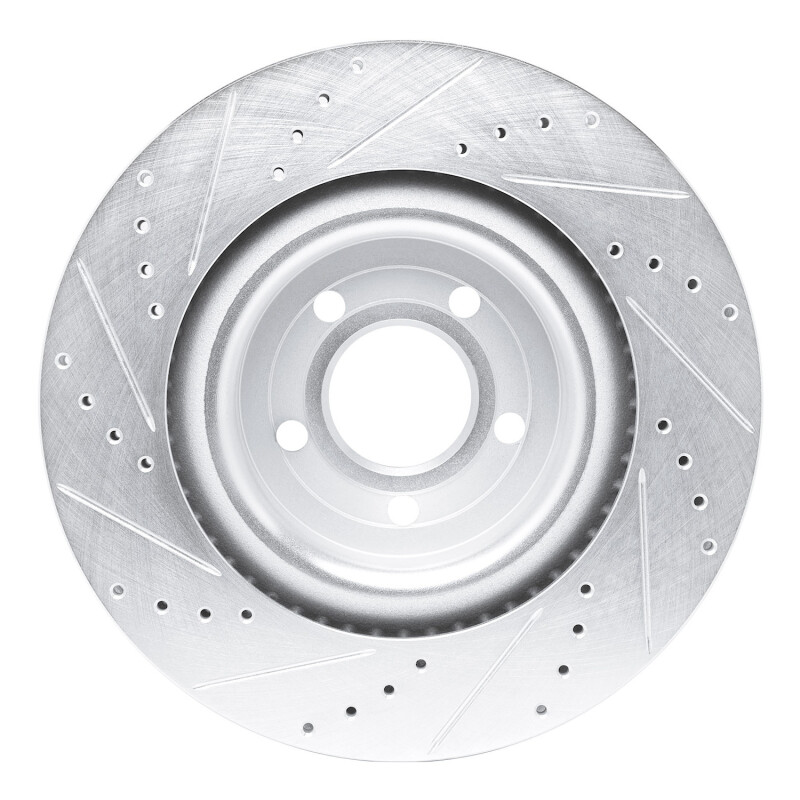 Ford Explorer Brake Rotor (1) - Front Right - R1 Concepts - Drilled & Slotted - Silver - `20-`25